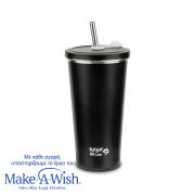 NAVA Θερμός ποτήρι με ανοξείδωτο καλαμάκι "We Care" μαύρο 520ml