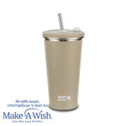 NAVA Θερμός ποτήρι με ανοξείδωτο καλαμάκι "We Care" γκρι 520ml