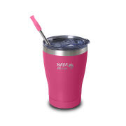 NAVA Θερμός ποτήρι με ανοξείδωτο καλαμάκι "We Care" magenta 360ml