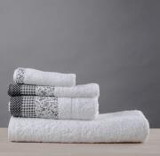 White Fabric Πετσέτα Patchwork Άσπρη Μπάνιου