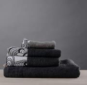 White Fabric Πετσέτα Damask Μαύρη Χειρός