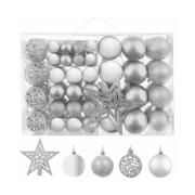 Σετ Χριστουγεννιάτικες Μπάλες με Αστέρι Χρώματος Ασημί 100 τμχ SPM 11430