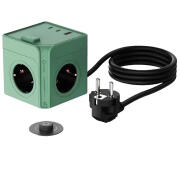 Allocacoc® PowerCube MagnetDock USB A+C PD 45W DE με διακόπτη σε χρώμα πράσινο χακί