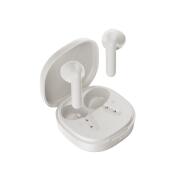 QCY Air White Semi-Ear TWS Earbuds, quad Mic ENC multi-point connection, leather grain case