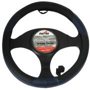 Feral Κάλυμμα Τιμονιού Αυτοκινήτου Δερμάτινο Μαύρο-Μπλε Medium