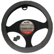 Feral Κάλυμμα Τιμονιού Αυτοκινήτου Δερμάτινο Λείο Με Τρυπητό Γκρι Medium
