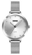 SKMEI γυναικείο ρολόι 1291SI με μεταλλικό μπρασελέ 34mm 3 ATM ασημί