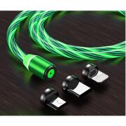 Vivid LED Cable USB to Type-C\Lightning\Micro USB Magnetic Green