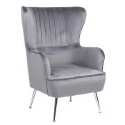 ARTELIBRE Πολυθρόνα VITTORIA Γκρι Βελούδο 76x79x101cm