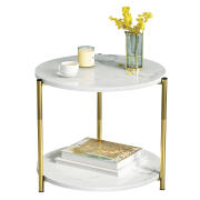 ARTELIBRE Τραπεζάκι Σαλονιού ALGETI Λευκό Με Όψη Μαρμάρου MDF/Μέταλλο Φ40x43cm