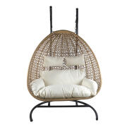 ArteLibre Κούνια Πολυθρόνα Abronius 130x68x195cm Φυσικό Μέταλλο/Rattan