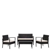 ArteLibre Σετ Σαλόνι Κήπου Guyana Σκούρο Γκρι Μέταλλο/Rattan 2θ. Καναπές+2 Πολυθρόνες+Τραπεζάκι