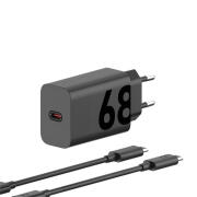 Motorola SJMC682 Ταχυφορτιστής Type-C με GanFast τεχνολογία και καλώδιο 1μ. Type-C σε Type-C-68W