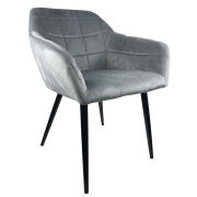 Arte Libre Καρέκλα Τραπεζαρίας Βελούδο Μέταλλο 57x43x82cm Graham Γκρι Μαύρο