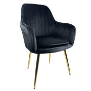 Arte Libre Καρέκλα Τραπεζαρίας Myrtile Βελούδο Μέταλλο 57x43x82cm Μαύρο Χρυσό