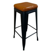 ARTELIBRE Σκαμπό Bar Βιομηχανικού Τύπου Vintage SILANO III Μαύρο Ματ/Καφέ Μέταλλο/PU 43x43x78cm