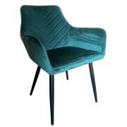 ARTELIBRE Καρέκλα Τραπεζαρίας FLORITA Πράσινο/Μαύρο Βελούδο/Μέταλλο 55x57x84cm