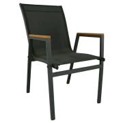 ArteLibre Πολυθρόνα Κήπου Kalandula Αλουμίνιο/Ύφασμα 56x57x90cm Μαύρο/Καρυδί