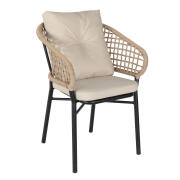 ARTELIBRE Πολυθρόνα Κήπου ANHUR Με Μαξιλάρια Μαύρο/Καφέ Αλουμίνιο/Rattan 60x58x84cm