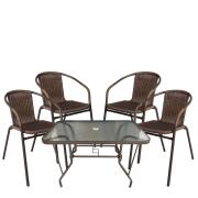 ArteLibre Σετ Τραπεζαρία Κήπου Severin Μέταλλο Καφέ Με 4 Πολυθρόνες 14990058