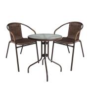ArteLibre Σετ Τραπεζαρία Κήπου Earth Μέταλλο Καφέ Με 2 Πολυθρόνες