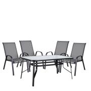 Arte Libre 14990067 Sun Σετ Τραπεζαρία Κήπου Μέταλλο Με 4 Πολυθρόνες Μαύρη Γκρι