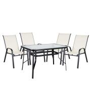 ARTELIBRE Σετ Τραπεζαρία Κήπου SUN Μέταλλο Κρεμ/Μαύρο Με 4 Πολυθρόνες