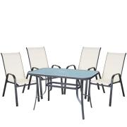 ArteLibre Σετ Τραπεζαρία Κήπου Sun Μέταλλο Γκρι/Κρεμ Με 4 Πολυθρόνες
