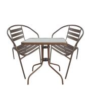 ArteLibre Σετ Τραπεζαρία Κήπου Mars Μέταλλο Καφέ Με 2 Πολυθρόνες 14990087