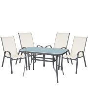 ArteLibre Σετ Τραπεζαρία Κήπου Sun Μέταλλο Γκρι/Κρεμ Με 4 Πολυθρόνες 14990106