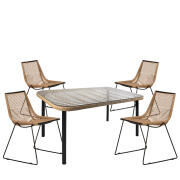 ArteLibre Σετ Τραπεζαρία Κήπου Ampius Φυσικό/Μαύρο Μέταλλο/Rattan/Γυαλί Με 4 Καρέκλες 14990279
