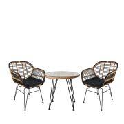 ArteLibre Σετ Τραπεζαρία Κήπου Eusebio Φυσικό/Μαύρο Μέταλλο/Rattan Με 2 Καρέκλες 14990334