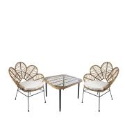 ARTELIBRE Σετ Τραπεζαρία Κήπου ANTIUS Φυσικό/Μαύρο Μέταλλο/Rattan/Γυαλί Με 2 Καρέκλες 14990356