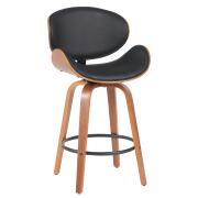 ARTELIBRE Σκαμπό Bar LYRIAN Μαύρο/Καφέ Ξύλο/PU 52x55x107cm