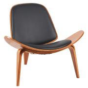 ARTELIBRE Πολυθρόνα THALOR Μαύρο/Καφέ Ξύλο/PU 90x76.5x74.5cm