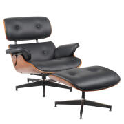 ARTELIBRE Πολυθρόνα Relax MIREN Με Υποπόδιο Μαύρο/Καφέ Ξύλο/PU 82x92x78cm