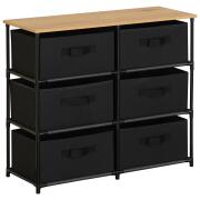 ARTELIBRE Συρταριέρα SOREN Με 6 Συρτάρια Μαύρο/Δρυς Μέταλλο/Non-Woven/Μοριοσανίδα 76x30x68cm