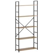 ARTELIBRE Ραφιέρα DARROW Με 5 Ράφια Δρυς/Μαύρο Μοριοσανίδα/Μέταλλο 58.6x23.5x144cm