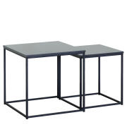 ARTELIBRE Τραπεζάκι Σαλονιού SOMERTON Μαύρο Μάρμαρο Μοριοσανίδα/Μέταλλο 40x40x50/35x35x45cm Σετ 2Τμχ