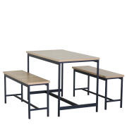 ARTELIBRE Σετ Τραπεζαρία (2+1) CARRISTON Δρυς/Μαύρο Μοριοσανίδα/Μέταλλο 110x60x75cm