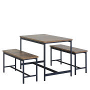 ARTELIBRE Σετ Τραπεζαρία (2+1) DRAYCOTT Καφέ/Μαύρο Μοριοσανίδα/Μέταλλο 110x60x75cm