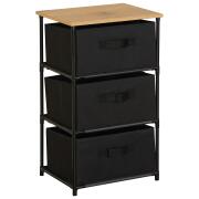 ARTELIBRE Συρταριέρα MIFUNE Με 3 Συρτάρια Μαύρο/Δρυς Μέταλλο/Non-Woven/Μοριοσανίδα 40x30x68cm