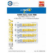 Heitech Επαναφορτιζόμενες Μπαταρίες AAA Ni-MH 700mAh 1.2V Heienergy 4τμχ