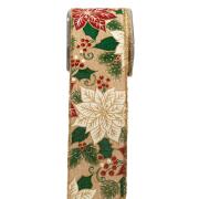 ΚΟΡΔ.POINSETTIA WITH GLITTER 4,3cmX9m ΦΥΣΙΚΟ