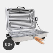 ROLLER Επιτραπέζια Ηλεκτρική Ψησταριά Σχάρας 1200W με Καπάκι & INOX Διπλή Σχάρα 20207