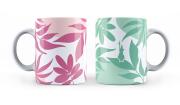 Bialetti Κούπες 320ml Ροζ/ Πράσινη Primavera από Πορσελάνη- Σετ 2 Τεμαχίων