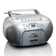 LENCO Φορητό ραδιόφωνο με CD, κασέτα και οθόνη LCD, σε ασημί χρώμα. LENCO SCD-420SI