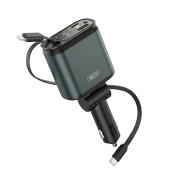 XO Universal φορτιστής αυτοκινήτου με 2 εξόδους, 1x USB-A & 1x USB-C και 2 ενσωματωμένα καλώδια, 1x Lightning & 1x Type-C, 45W XO CC63 B1