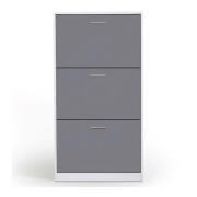 Ξύλινη Παπουτσοθήκη 60 x 24 x 113 cm Χρώματος Λευκό - Γκρι Idomya 30080135