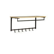 Idomya Επιτοίχια Μεταλλική Κρεμάστρα με 6 Γάντζους και 1 Ράφι 66 x 27 x 30 cm Memphis 30087293